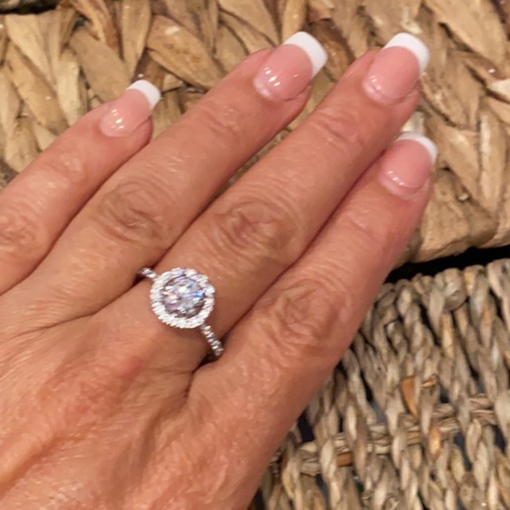 14k Gold plated over Sterling silver Engagement Ring with 1ct Round CZ - Picture 11 of 13